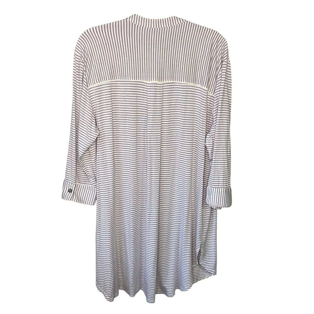 UGG Womens Striped Button Down Nightshirt Purple White 3/4 Sleeve XL Loungewear - Picture 2 of 15
